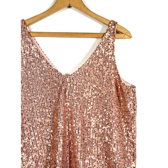 Loft Tank Top Size Medium NEW Pink Sequin Party Showgirl Core Glam Holiday - Picture 5 of 12